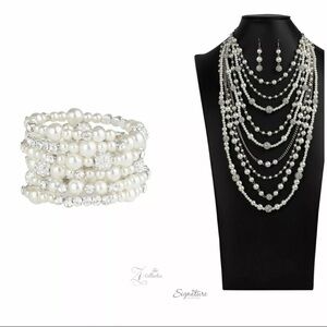 Elegant White Pearl and Silver Jewelry Set